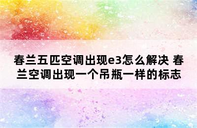 春兰五匹空调出现e3怎么解决 春兰空调出现一个吊瓶一样的标志